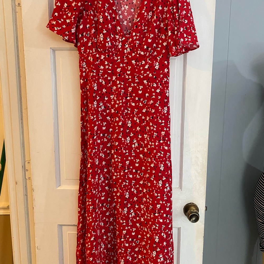 a new day Red Floral Wrap-Style Maxi Dress